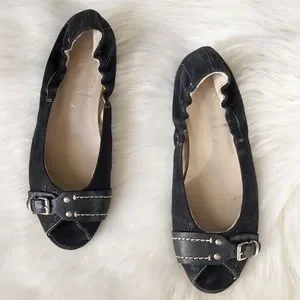Agl Shoes Agl Peep Toe Leather Silver Ballet Flats 36 Poshmark